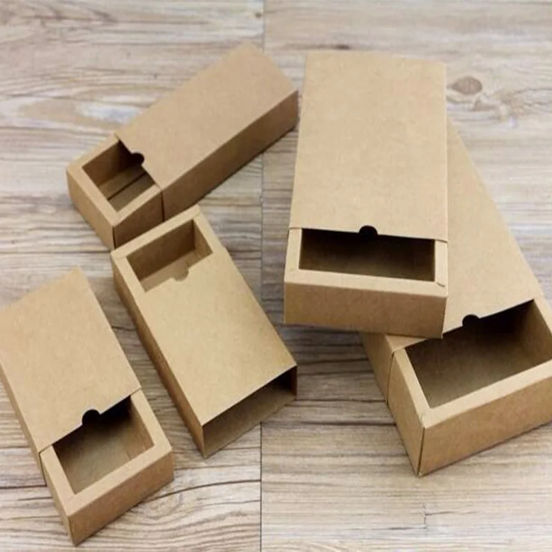 10pcs lot 10 Sizes kraft packaging cardboard box black packaging gift box black paper drawer boxes